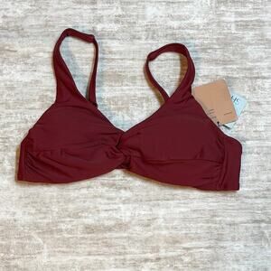 Shade & Shore Women’s Medium 8 10 Red Bikini Swim Suit Top Twist Knot Adjustable